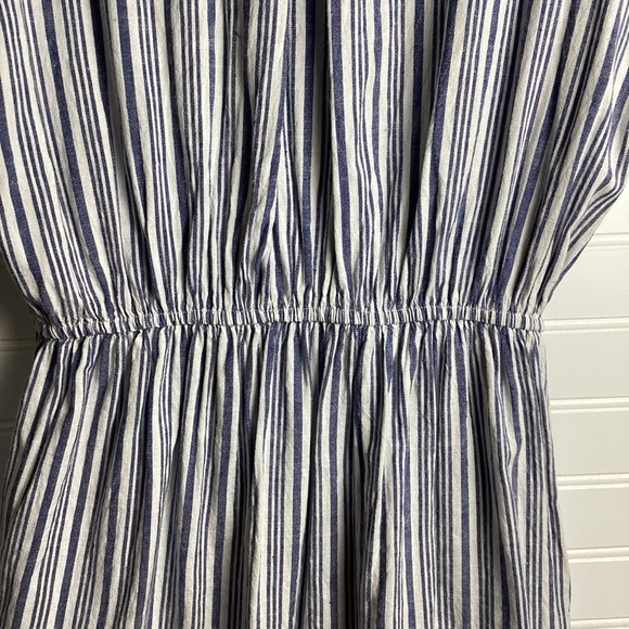 Japna 100% Cotton Striped Shirt Mini Dress Sz L sleeveless button Down Shirt - Picture 6 of 8